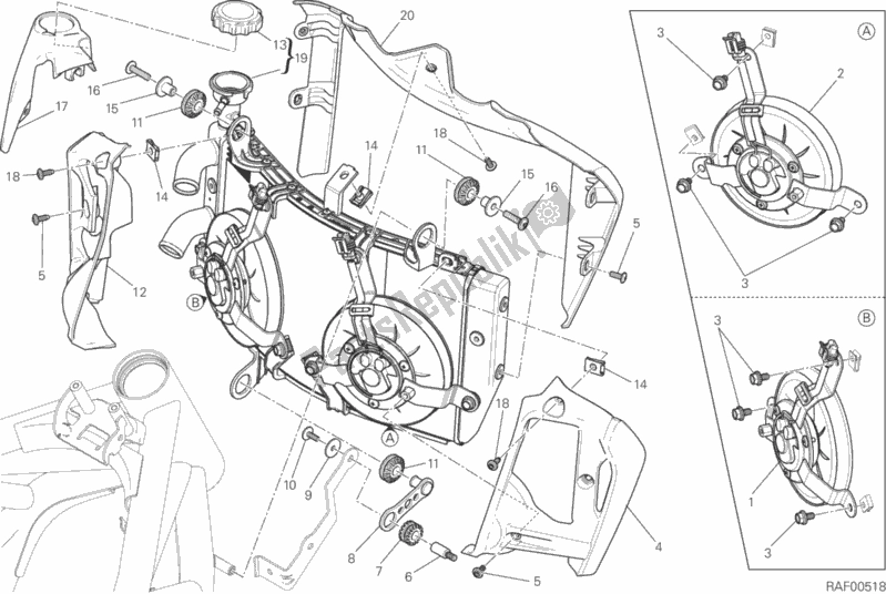 Toutes les pièces pour le Refroidisseur D'eau du Ducati Monster 821 Dark 2015